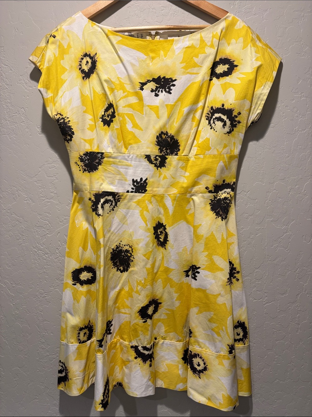 kate spade Yellow White Black Sunflower Floral Fit & Flare Mini Dress